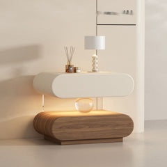 Solid Wood Bedside Table with Motion Sensor Light