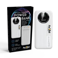 Pursonic 10,000mAh LED Fast Charging Power Bank – Built-in Cables, 22.5W Output, Type-C/USB/Lightning Compatibility